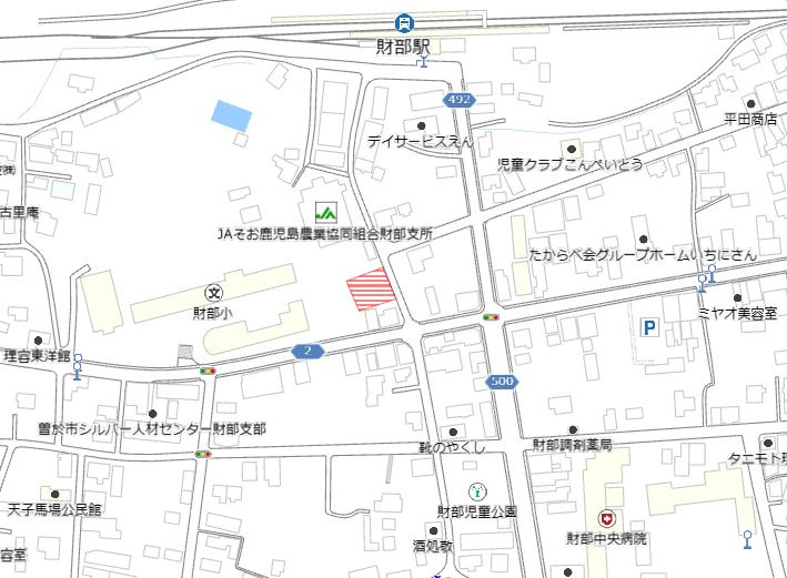 曽於市財部町南俣の売地の土地図