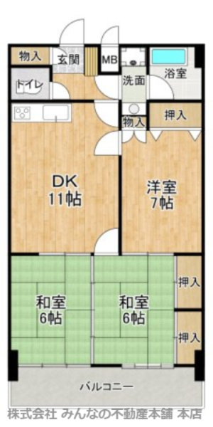 長門石スカイマンションの間取り