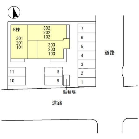 セッティエーム高崎　Ｂの区画図|高崎、前橋、伊勢崎エリアのお部屋探しはエンドスケープまで！お客様の理想お聞かせ下さい♪