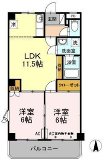 【間取り】 | ロイヤルガーデン杉山 | 2LDK 