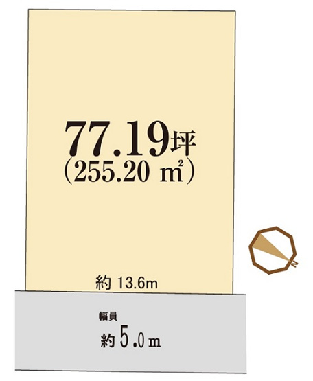 【土地図】 | ライフフィールド羽曳が丘2丁目 | 【ライフフィールド羽曳が丘2丁目】敷地面積約77.19坪！北東向き！現況更地！建築条件なしの売土地です。