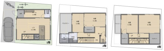サン・タウン平池町の参考プラン|■建物プラン例、土地価格1380万円、土地面積68.14m2、
■建物価格2,325万円（税込）建物面積115.49m2 （約35坪）