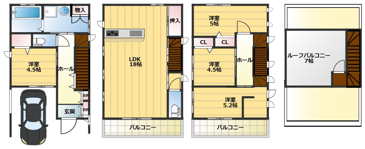 サン・タウン平池町の土地図＋建物プラン例|■間取りは自由設計対応です。お客様のご要望の間取りを形にします♪♪
 ※掲載の間取りはほんの一例です♪♪