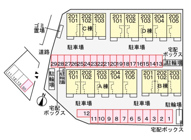 花水木の里Ｂの駐車場|駐車場