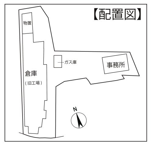 ＪＲ八木駅徒歩１８分☆敷地３８７坪☆旧工場・倉庫・物置きあり☆事務所美室です☆南丹市八木町南広瀬砂子の区画図