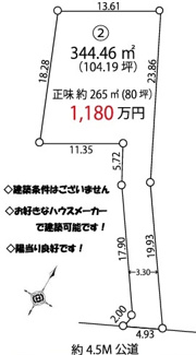 【土地図】 | 川越市小堤　建築条件なし売地　東武東上線『鶴ヶ島駅』徒歩22分　【名細小学区】