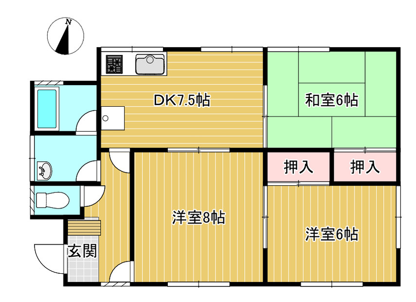 水戸市見和２丁目の一戸建ての間取り