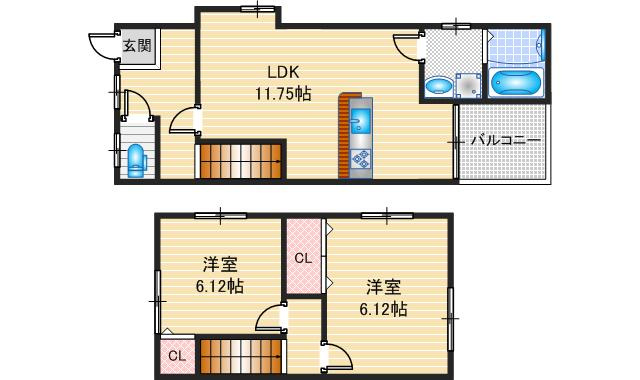 春日3丁目テラスハウスの間取り