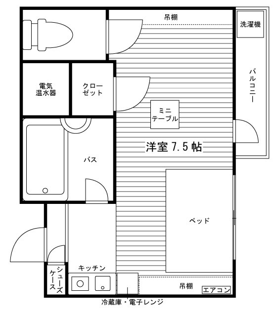 学生会館 Uni E'meal 京都三山木の間取り|※部屋タイプ：A