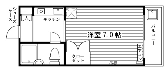 スタジオMの間取り|※部屋タイプ：A