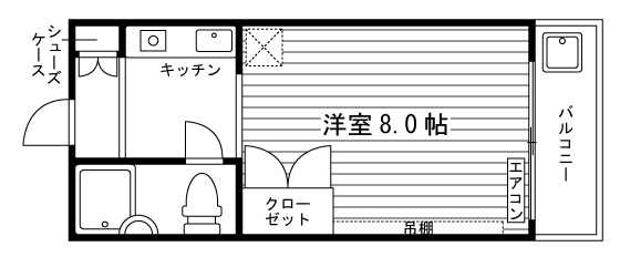 スタジオMの間取り|※部屋タイプ：B