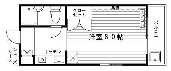 スタジオMの間取り|※部屋タイプ：D