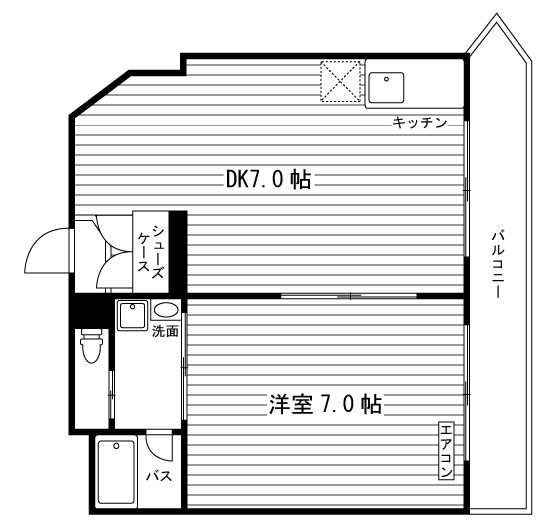 スタジオMの間取り|※部屋タイプ：E
