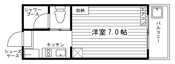 スタジオMの間取り|※部屋タイプ：F