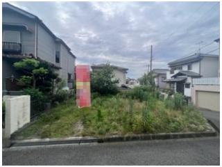 売土地　四條畷市岡山東5丁目（建築条件無し更地）の前面道路含む現地写真