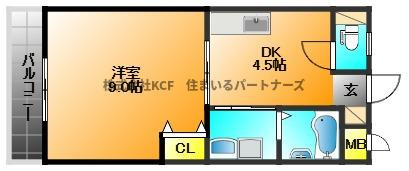 久留米市津福本町の賃貸マンションの間取り