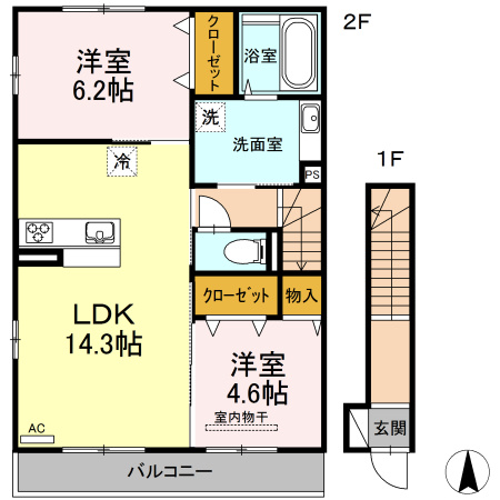 熊本市南区砂原町のアパートの間取り