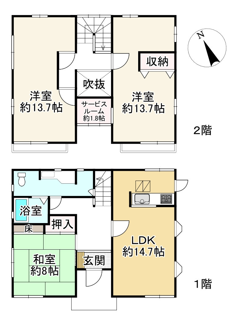 蒲生郡竜王町山面　中古戸建の間取り