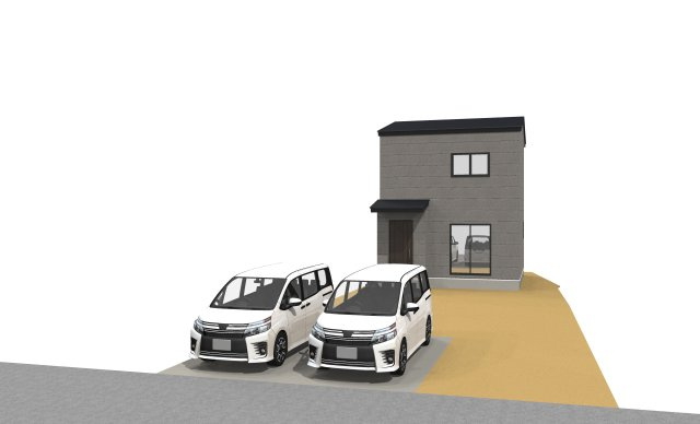 南国市立田　建築条件付き　売土地の外観パース|プラン例　建物面積　72.04㎡　（21.79坪）