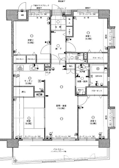 【間取り】 | モントーレ福間シティ | ペットOKなので大切な家族も一緒に新しい生活を始められます。2面採光で出窓付きの、明るく気持ちのいい風通しのお部屋です