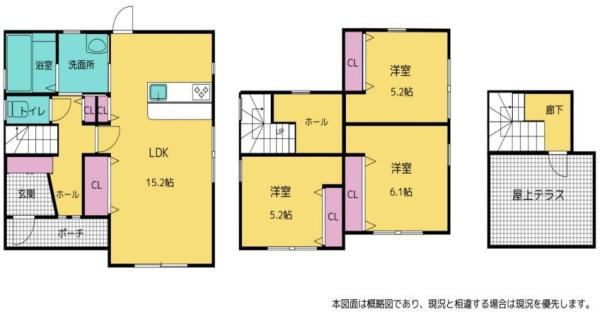 岩出市西安上　中古戸建の間取り