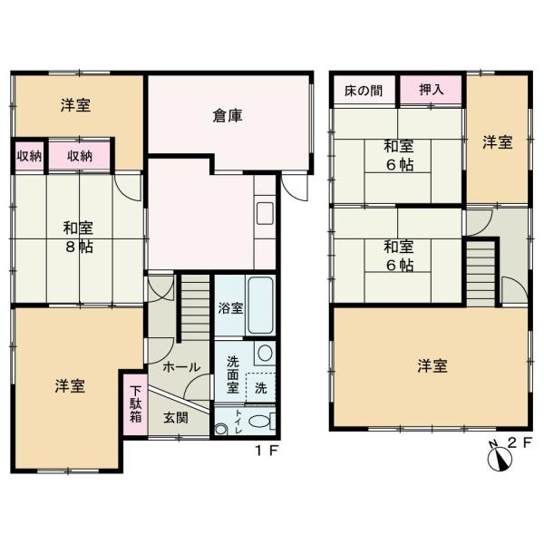 和歌山市西庄　中古戸建・土地セット売りの間取り