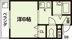 ユニティハイツ喜多の間取り|代表的な間取りです