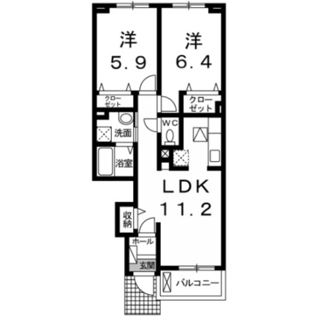 エスティーヌシャルムAの間取り