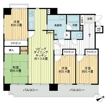 【間取り】 | ライオンズマンション箱崎宮前　HPに初期費用掲載「プライスホーム」で検索！