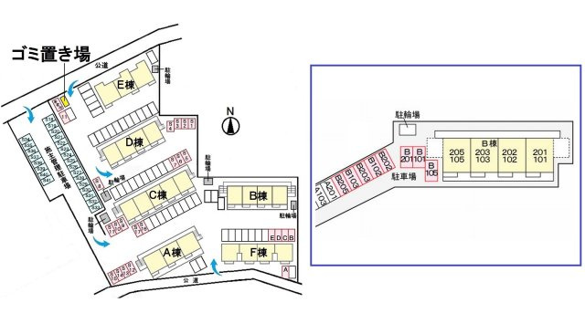ホワイトルーム飯村 Bの区画図