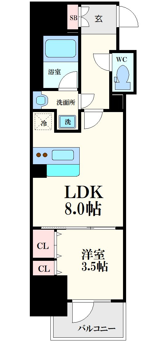 レジュールアッシュ谷町四丁目グランクラスの間取り