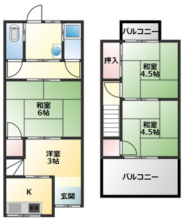 【間取り】 | 宮町2丁目貸家