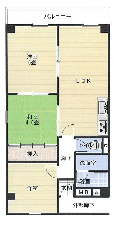 友田町ロイヤルコーポの間取り