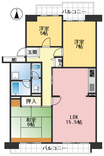 箕面粟生第六住宅の間取り