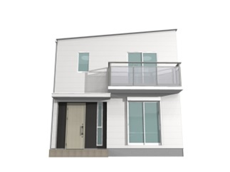 【外観パース】 | 千葉市緑区高津戸町　南東側駐車場　　37坪　更地　建物「ジブンハウス」79A　外観パース