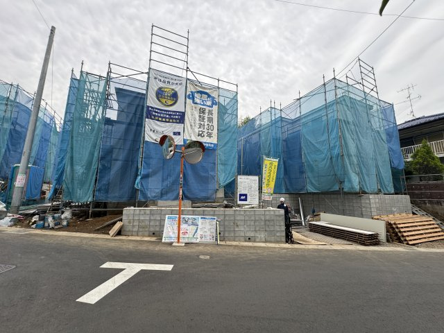 市川市国府台５丁目新築戸建【国府台小学校：2分】の外観|区画全景・6月13日撮影