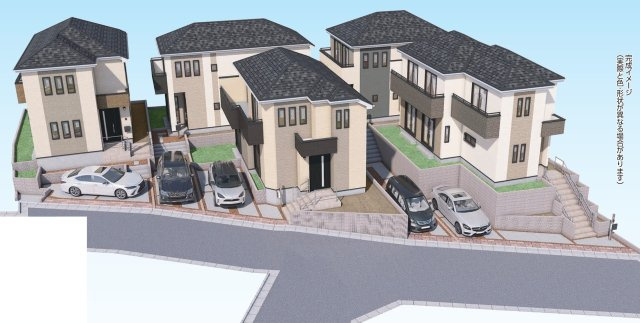 市川市国府台５丁目新築戸建【国府台小学校：2分】の外観パース|完成予想図