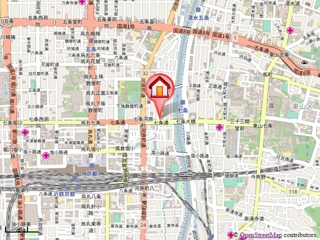 アクロス京都七条鴨川御苑の地図
