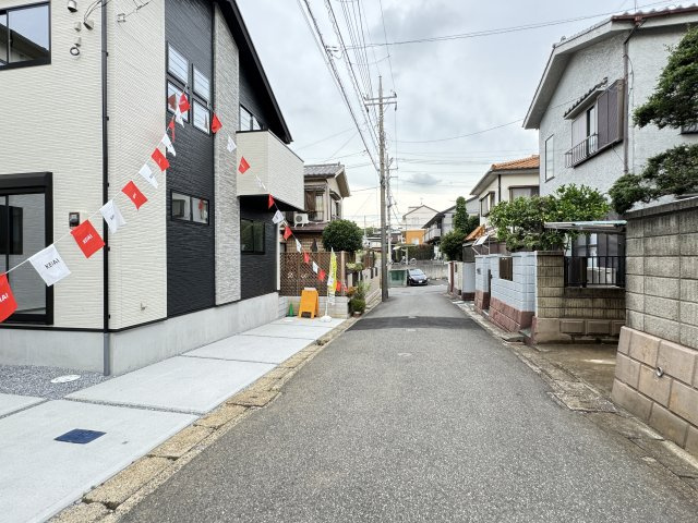 市川市北国分３丁目新築戸建（北国分６期）の前面道路含む現地写真|東側前面道路