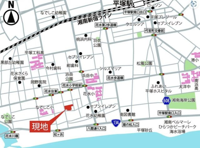 平塚市菫平　ウィザースタウン湘南平塚　大型分譲住宅の地図