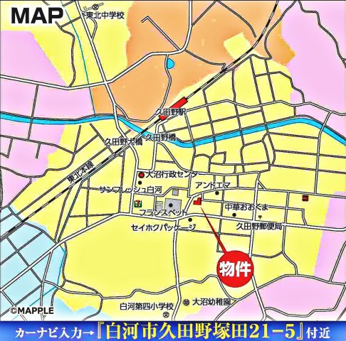 白河市白坂　いろどりアイタウンの地図