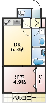熊本市西区二本木３丁目の賃貸マンションの間取り