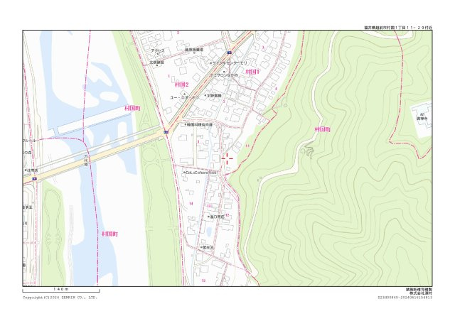 越前市村国1丁目132坪売地の地図