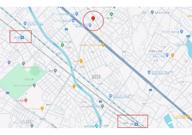 【地図】 | 加古川市野口町長砂　中古戸建 | 山電「浜の宮駅」まで徒歩約20分ですので、通勤、通学に便利な立地です。