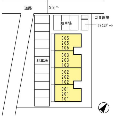 熊本市東区小峯２丁目のアパートの区画図