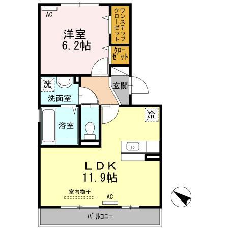 熊本市東区小峯２丁目のアパートの間取り