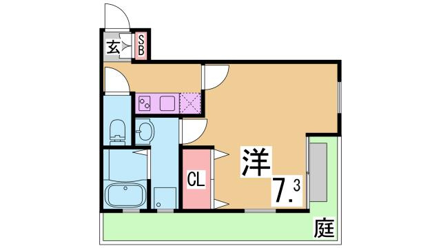神戸市須磨区離宮前町２丁目のアパートの間取り