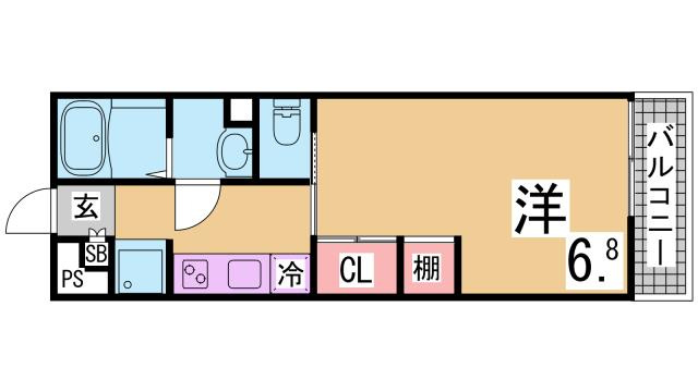 神戸市兵庫区矢部町の賃貸マンションの間取り