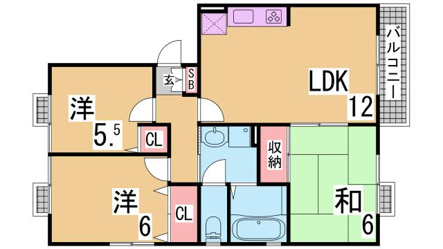 神戸市須磨区千守町１丁目のアパートの間取り