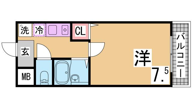神戸市兵庫区上沢通７丁目の賃貸マンションの間取り